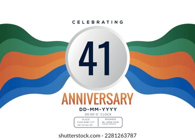 41 years anniversary celebration logo template isolated on white background abstract colorful ribbon vector design