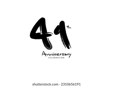 41 Years Anniversary Celebration logo black paintbrush vector, 41 number logo design, 41th Birthday Logo, happy Anniversary, Vector Anniversary For Celebration, poster, Invitation Card