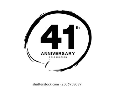 41 Years Anniversary Celebration logo black paintbrush vector, 41 number logo design, 41th Birthday Logo, happy Anniversary, Vector Anniversary For Celebration, poster, Invitation Card, black color