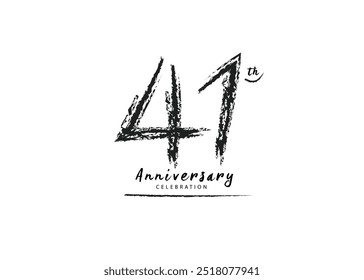 41 Anniversary Celebration logo preto pincel vetor, 41 número logotipo design, 41th Birthday Logo, feliz aniversário, Vetor Anniversary For Celebration, cartaz, Cartão de Convite