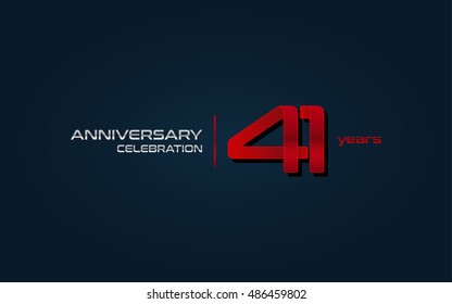 41 years anniversary celebration logo, red, isolated on dark blue background