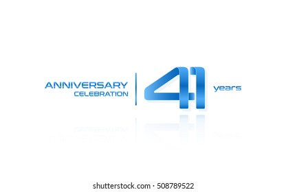 41 years anniversary celebration logo, blue, isolated on white background