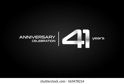 41 Years Anniversary Celebration Logo, White , Isolated on Dark  Background