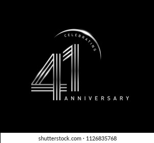 41 years anniversary celebration logotype with line number style silver color isolated on black color. vector anniversary for celebration, invitation card, and greeting card