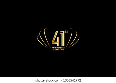 41 years anniversary celebration logotype. anniversary logo with golden and Spark light white color isolated on black background, vector design for celebration, invitation greeting card-Vector