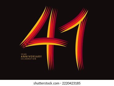 41 years anniversary celebration logotype red line vector, 41th birthday logo, 41 number design, Banner template, logo number elements for invitation card, poster, t-shirt.