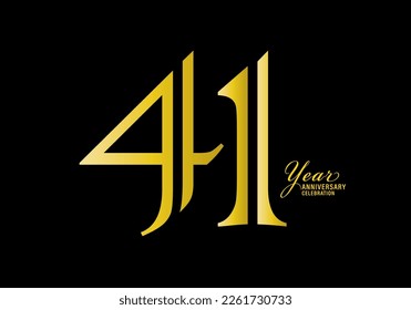 41 years anniversary celebration logotype gold color vector, 41th birthday logo,41 number, anniversary year banner, anniversary design elements for invitation card and poster. number design vector