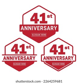 41 years anniversary celebration logotype. 41st anniversary logo collection. Set of anniversary design template. Vector and illustration.