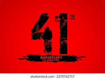 41 years anniversary celebration logotype on red background, 41th birthday logo, 41 number, anniversary year banner, anniversary design elements for invitation card and poster. number design vector