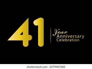 41 years anniversary celebration logotype gold color vector, 41th birthday logo, 41 number, anniversary year banner, anniversary design elements for invitation card and poster. number design vector