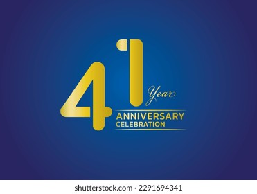 41 years anniversary celebration logotype gold color vector, 41th birthday logo, 41 number, anniversary year banner, anniversary design elements for invitation card and poster. number design vector