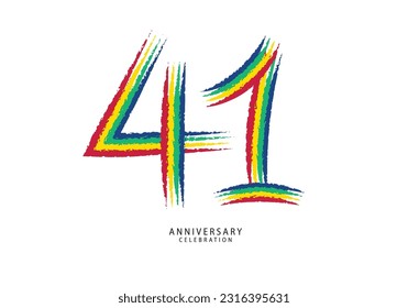 41 years anniversary celebration logotype colorful line vector, 41th birthday logo, 41 number design, anniversary template, anniversary vector design elements for invitation card, poster, flyer.