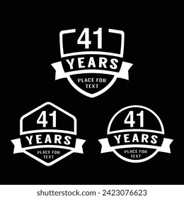 41 years anniversary celebration logotype. 41st anniversary logo collection. Set of anniversary design template. Vector illustration.