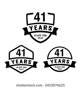 41 years anniversary celebration logotype. 41st anniversary logo collection. Set of anniversary design template. Vector illustration.