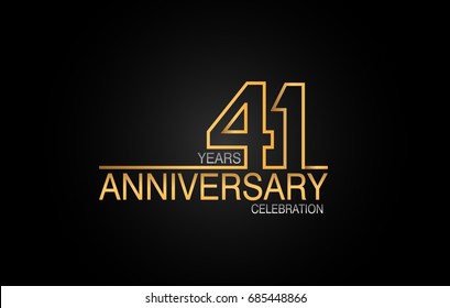 41 years anniversary celebration logotype. anniversary logo with golden and silver color isolated on black background, vector design for celebration, invitation card, and greeting card