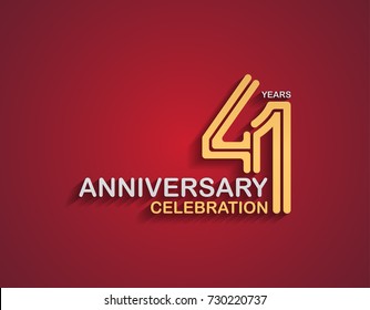 41 years anniversary celebration logotype with linked number gold and silver color isolated on red color. vector anniversary for celebration, invitation card, and greeting card