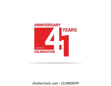 41 Years Anniversary celebration simple red design logo type. silhouette number inside red box vector illustration. 