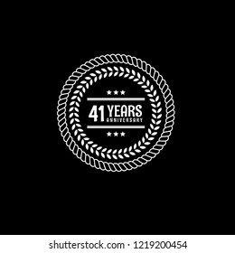 41 years anniversary celebration simple emblem, label, badge, logo,seal. vintage logo, 41 year sign, jubilee, greeting card