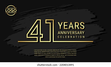 41 Jahre Jubiläumsfeier, Jubiläumsfeier-Template-Design mit goldener Farbe einzeln auf schwarzem Hintergrund. Vektorgrafik