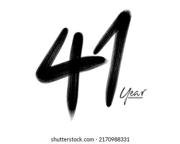 Plantilla vectorial de celebración de 41 años, diseño del logotipo de 41 años, cumpleaños 41, números de letras negras pincel dibujo dibujo dibujo dibujo a mano, número logo diseño ilustración vectorial