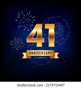 41 Years Anniversary Celebration, Vector Design Illustration Template