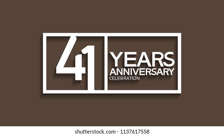 41 years anniversary celebration white square style isolated on brown background