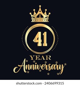 41 years anniversary design with crown template. Vector and illustration. Anniversary logo.