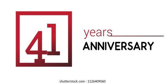 41 years anniversary design logotype with red color in square isolated on white background for anniversary celebration 