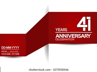 41 years anniversary design with red and white background for celebration event brochure