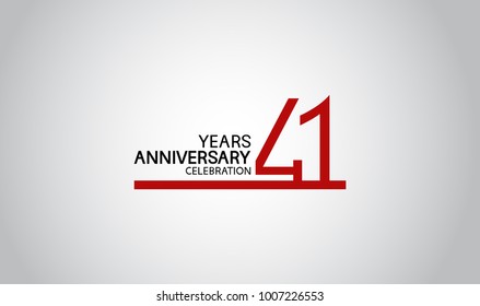 41 years anniversary design with simple line red color isolated on white background for celebration