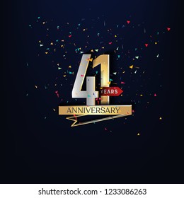 41 years anniversary design template Vector and illustration . Gold colab with silver and dark background.
Gliter