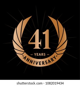 41 years anniversary. Elegant anniversary design. 41 years logo.