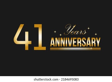 41 years anniversary gold glitter. Decorative element for postcards, banners, posters, greetings and birthday.