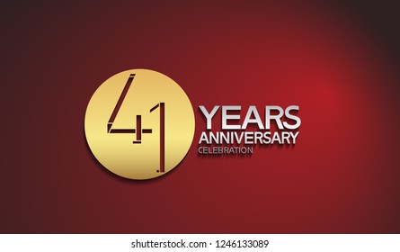 41 years anniversary with golden circle isolated on red background for celebration event