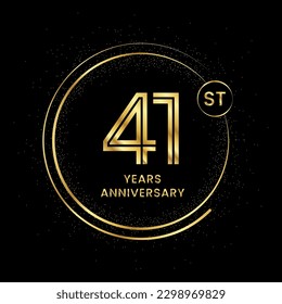 41 years anniversary with golden circle glitter and double circle line vector template