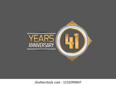 41 years anniversary golden design with white circle and ornament for celebrating special event, birthday and party