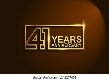 41 years anniversary golden design vector line style for company celebration