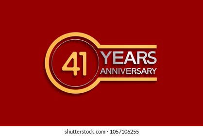 41 years anniversary golden and silver color with circle isolated on red background for celebration event