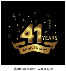 41 years anniversary golden. anniversary template design for web, game ,Creative poster, booklet, leaflet, flyer, magazine, invitation card - Vector