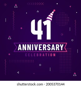 41 years anniversary greetings card, 41 anniversary celebration background free vector.