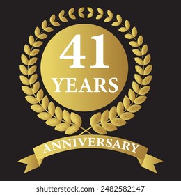 41 years anniversary icon with laurel wreath. Vector illustration.