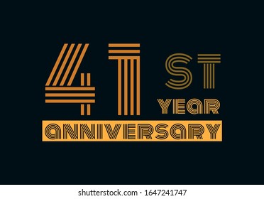 41 years anniversary line style gold color with the gray background 