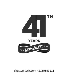 41 years anniversary logo with black color for booklet, leaflet, magazine, brochure poster, banner, web, invitation or greeting card. Vector illustrations.