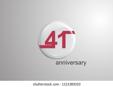 41 Years Anniversary Logo Celebration, red flat design inside 3d white rounded background