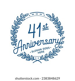 41 years anniversary logo collection. 41st years anniversary celebration hand drawn logotype. Vector and illustration