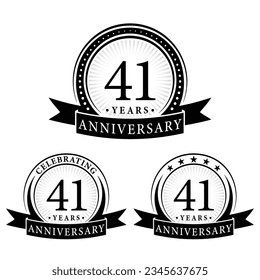 41 years anniversary logo collections. Set of 41st Anniversary logotype template. Vector and illustration.