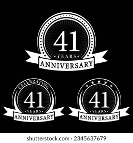 41 years anniversary logo collections. Set of 41st Anniversary logotype template. Vector and illustration.