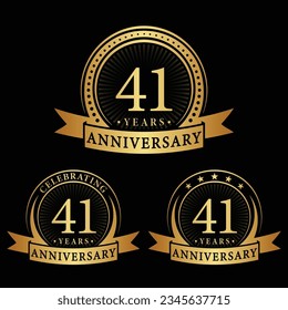 41 years anniversary logo collections. Set of 41st Anniversary logotype template. Vector and illustration.