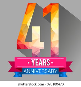 41 Years Anniversary logo, with colorful polygonal.