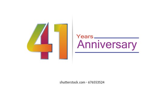 41 years Anniversary logo with colorful design, template elements for invitation card and poster your birthday celebration isolated in white background.